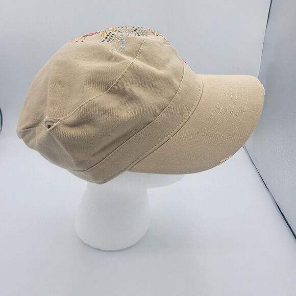 Women's Hat, Cap One Size Fits Most, Tan, Bejeweled, Brand New Mens - Picture 5 of 7